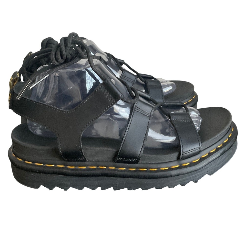 Dr. Martens Nartilla Black Leather Gladiator Lace Up Sandals Women's Size 10